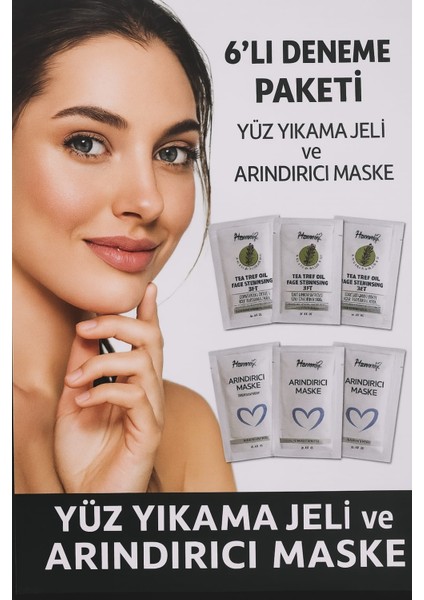 Bitkisel Deneme Paketi Yüz Temizleme , Arındırıcı Make ve Jel 6'lı