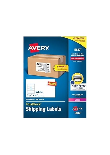 Avery Yazdırılabilir Boş Kargo Etiketleri, 6,35 cm x 10,16 Cm, Beyaz, 800 Etiket, Lazer Yazıcı, Kal