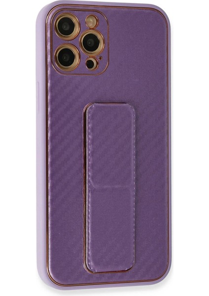 iPhone 12 Pro Max Kılıf Coco Karbon Standlı Kapak - Mor fiyatları