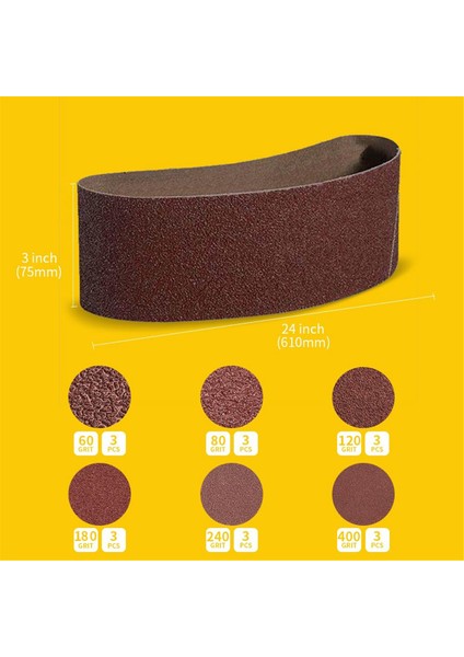 18 Parça Çok Amaçlı 3 x 24 Inç Bant Zımpara Zımpara Bant Seti (Yurt Dışından) fırsatları