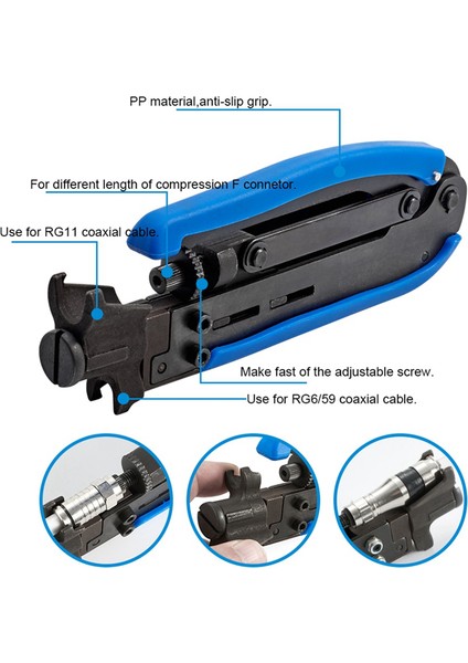 RG59/RG6 Koaksiyel Kablo Ekstrüzyon Pensesi Sıkma Pensesi F-Alet (Yurt Dışından) modelleri