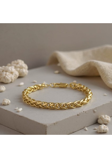 14 Ayar Altın Kaplama Balık Sırtı Desenli Bileklik