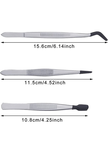 3 Parça Kauçuk Uçlu Cımbız Pvc Cımbız Seti, Siyah (Yurt Dışından)