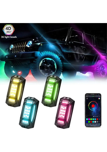 Kamyonlar Için 4 Pod Kaya Işıkları Rgb Alt Aydınlatma LED Işıkları (Yurt Dışından) modelleri