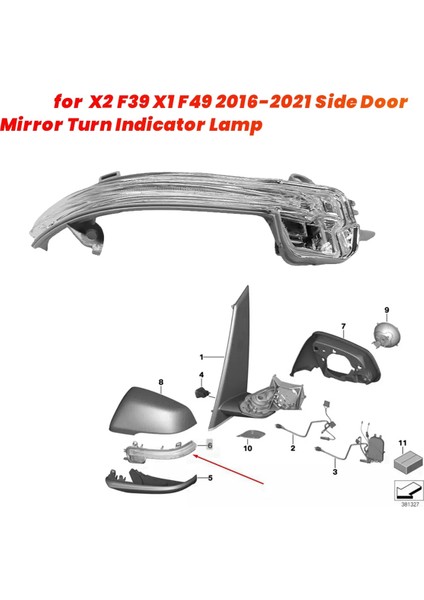 X2 F39 X1 Dikiz Aynası Yan Lambası 63137377964 Sağ (Yurt Dışından)