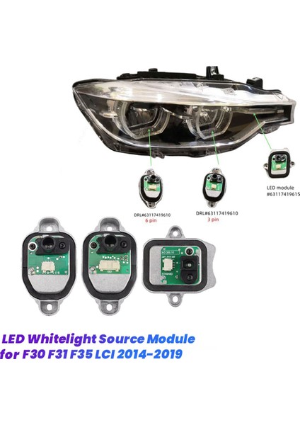 3 Adet Set LED Modül Beyaz Işık Kaynağı 63117419615 (Yurt Dışından)
