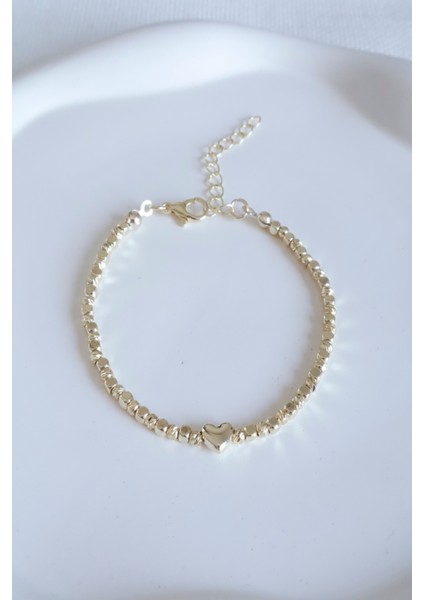 Kadın Bileklik 14K Kalp Detay Küp-Dorika Zincir Bileklik fırsatları