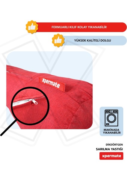Sarılma Yastığı , Uyku Yastığı , Bacak Arası Yastığı Silindir 150 x 20 cm Kırmızı fırsatları