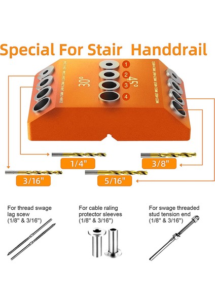 Matkap Kılavuzu 30 45 90 Derece 4 Boyutlu Lag Vida Matkap Takımı Kendin Yap El Sanatları Için (Yurt Dışından) modelleri