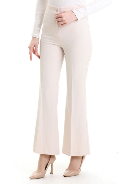 Beli Lastikli Ispanyol Paça Pantolon 4005-04 Bej