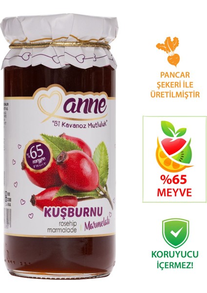 Kuşburnu Marmelatı 300 gr (Pancar Şekeri İle Üretilmiştir - Glikoz, Koruyucu İçermez)