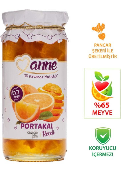 Portakal Reçeli 300 gr (Pancar Şekeri İle Üretilmiştir - Glikoz, Koruyucu İçermez)