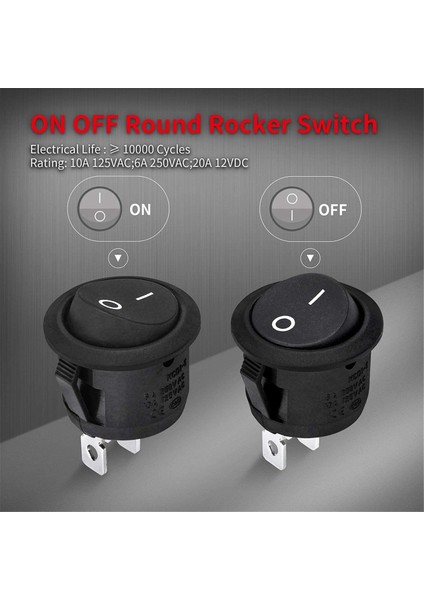 10 Adet Onoff Yuvarlak Salıncak Anahtarı Mını Geçiş Anahtarı 2 Pin Spst Düğmesi (Yurt Dışından) modelleri