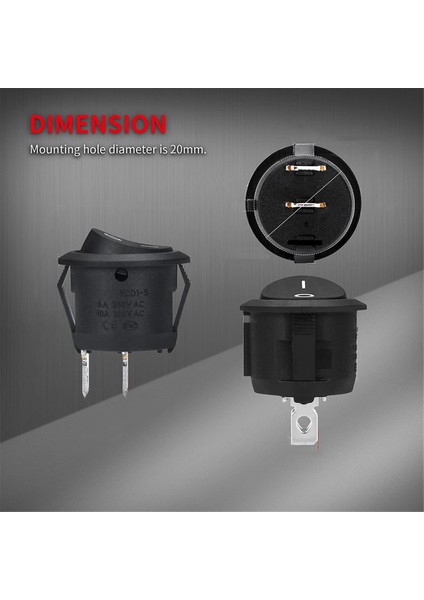 10 Adet Onoff Yuvarlak Salıncak Anahtarı Mını Geçiş Anahtarı 2 Pin Spst Düğmesi (Yurt Dışından) indirimleri