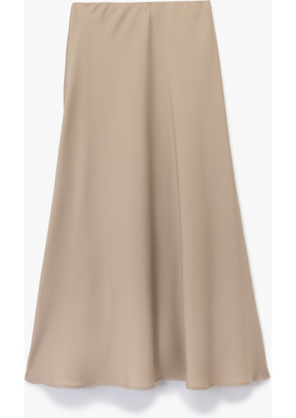 Regular Fit Midi Boy Saten Kloş Etek