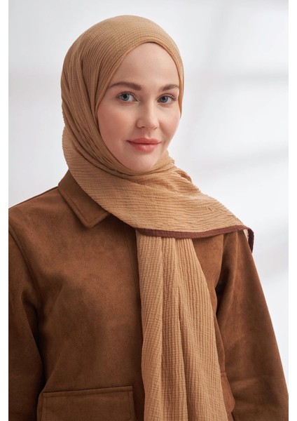Müslin Biyeli Şal 3352-711 Koyu Bej