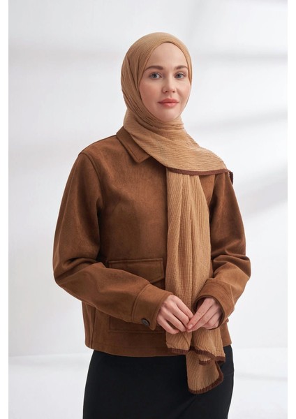 Müslin Biyeli Şal 3352-711 Koyu Bej modelleri