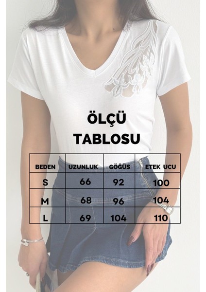 Tek Omuz Çiçek Tül Detay Tasarım Tişört fiyatları