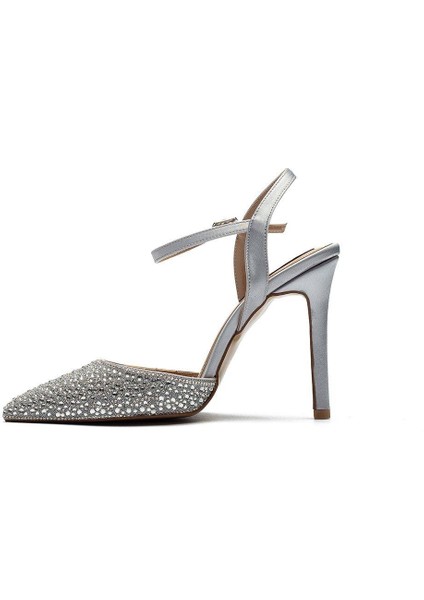 Yüksek Topuklu Taş Işlemeli Tokalı Abiye Saten Ayakkabı 330 modelleri