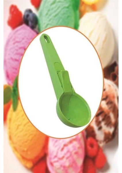 Pratik Mandallı Plastik Dondurma Servis Sunum Kepçesi Kaşığı