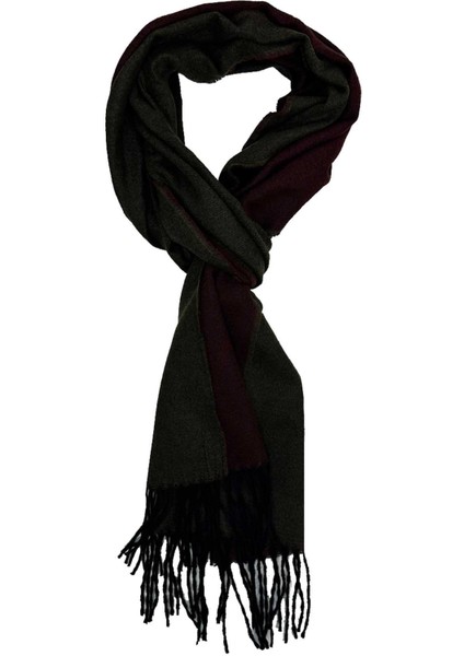 Bordo - Yeşil Çift Taraflı Erkek Kaşkol K627
