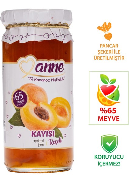 Kayısı Reçeli 300 gr (Pancar Şekeri İle Üretilmiştir - Glikoz, Koruyucu İçermez)