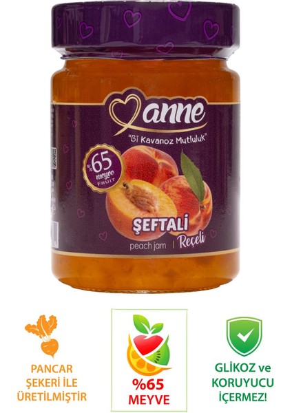 Şeftali Reçeli 400 gr (Pancar Şekeri İle Üretilmiştir - Glikoz, Koruyucu İçermez)