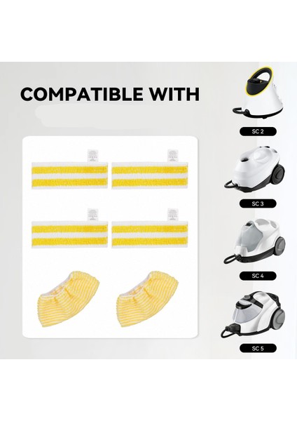 Karcher Easyfix Sc2 Sc3 Sc4 Sc5 Buharlı Temizleyici Için Buharlı Paspas Pedleri Bezi, Mikrofiber Yıkanabilir Tekrar Kullanılabilir Buharlı Paspas (Yurt Dışından) modelleri