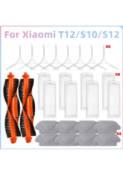 Xiaomi Robot Vakum S12 / T12 B106GL / S10 / S10 Ab Vakum Parçaları Ana Silindir Yan Fırça Hepa Filtre Paspas Bezi Pedleri (Yurt Dışından)