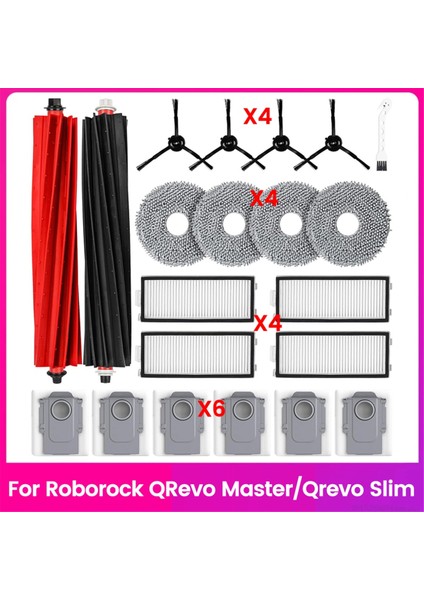 Roborock Qrevo Master/qrevo Slim Robot Temizleyici Parçaları Için Vakum Aksesuarları Ana Yan Fırça Filtreleri Paspas Pedi Toz Torbaları (Yurt Dışından)