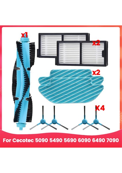 Cecotec 5090 5490 5690 6090 6490 7090 Serisi Robot Süpürge Ana Yan Fırça Hepa Filtre Paspas Bezi Aksesuarları (Yurt Dışından)