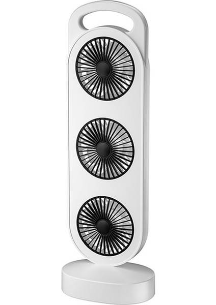 Üçlü Türbin Tasarımlı Fan USB Şarjlı Yüksek Rüzgar Masaüstü Fanı Ev Yurt Fanı Sessiz Çalışma Beyaz ve Siyah (Yurt Dışından)