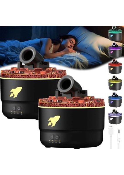 2 Adet Mini Top Nemlendirici Aroma Difüzörü 2 Mod 7 Renk LED Zamanlayıcı ve Ayarlanabilir Ayarlar Taret Nemlendirici B (Yurt Dışından) fırsatları