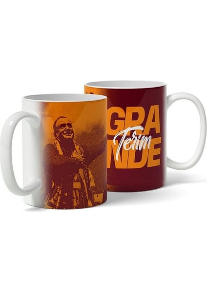 Sarı Kırmızı Fatih Terim Kupa Bardak Grande Terim Tasarım Baskılı Kahve Kupası modelleri