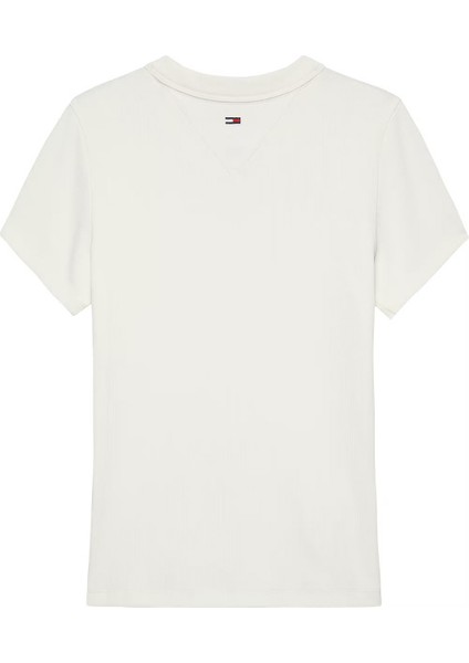 Kadın Tjw Slim Script Label Ss Tee Ext T-Shirt - Ekru fiyatları