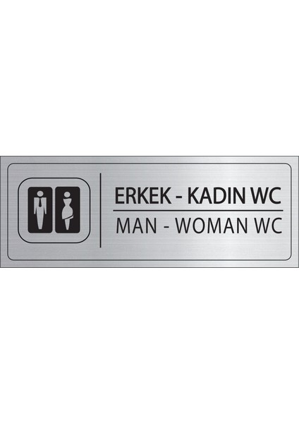 Erkek Kadın Wc Isimlik Gümüş Metal Kapı Isimliği Levhası Yönlendirme Tabelası