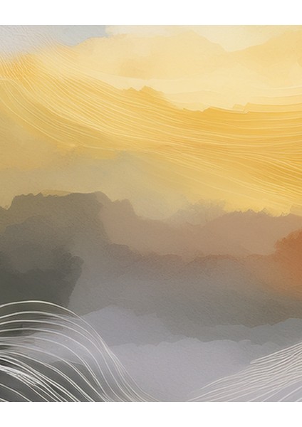 Metal Çerçeveli Gerçek Camlı Tablo - Dijital Baskı - Soyut "sarı" modelleri