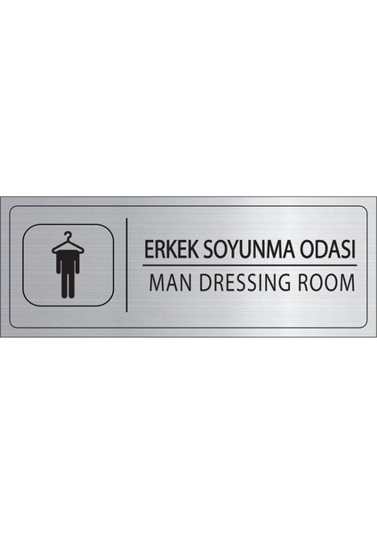 Erkek Soyunma Odası Isimlik Gümüş Metal Kapı Isimliği Levhası Yönlendirme Tabelası