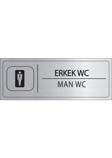 Erkek Wc Isimlik Gümüş Metal Kapı Isimliği Levhası Yönlendirme Tabelası