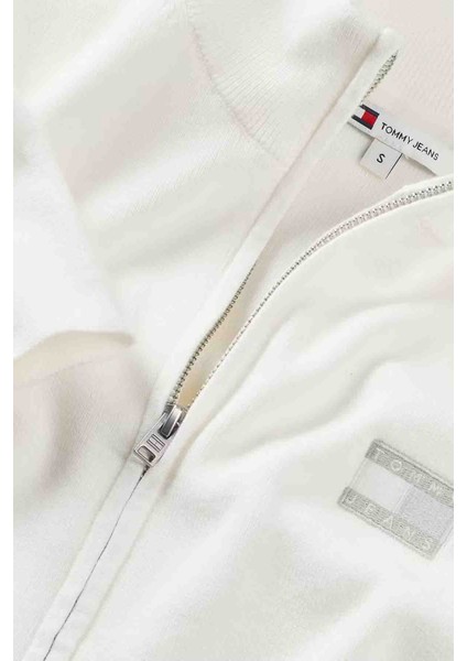 Kadın High Neck Fermuarlı Triko Kazak - Ekru fiyatları