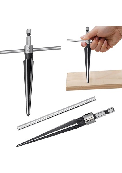 Köprü Pim Deliği Raybası, 3-13MM (1/8-1/2 Inç) ve 5-16MM (1/2-5/8 Inç) T Saplı Konik Rayba Seti, Pim Deliği Saplı Konik Raybalar (Yurt Dışından)