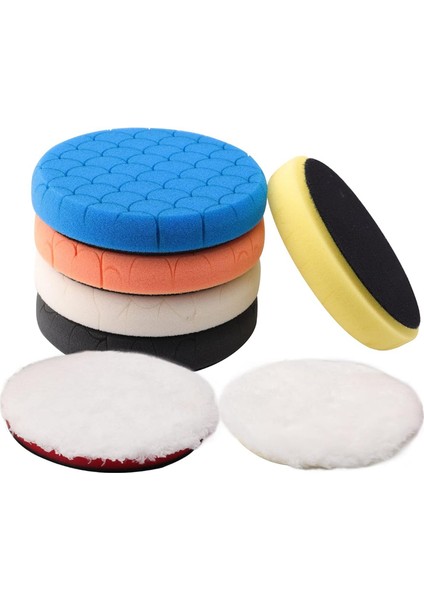 Parlatma Parlatma Pedleri, 7 Adet 5,5 Inç Yüz 5 Inç 125MM Destek Plakası Parlatma Sünger Pedleri Kesme Parlatma Pedi Seti (Yurt Dışından)