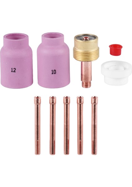 9 Adet Tıg Kaynak Torcu Büyük Uzun Gaz Merceği ve WP17 WP18 WP26 Tıg Pens Gövdeleri Yedek Parça Takımı Aksesuarları Için Alümina Kupası (Yurt Dışından)