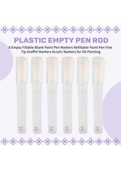 6 Boş Doldurulabilir Boş Boya Kalemi Işaretleyicileri Yeniden Doldurulabilir Boya Kalemi Ince Uçlu Grafiti Işaretleyicileri Yağlıboya Için Akrilik Işaretleyiciler (Yurt Dışından) fırsatları