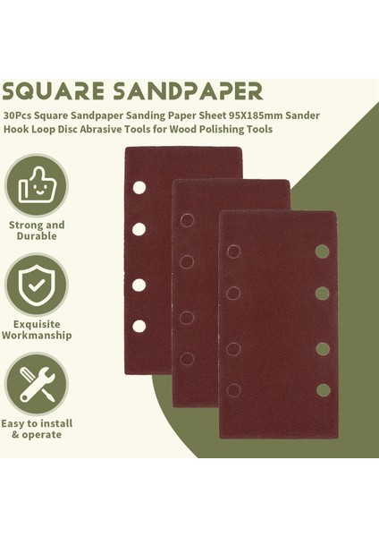 30 Adet Kare Zımpara Kağıdı Zımpara Kağıdı Levhası 95X185MM Zımpara Kanca Döngü Disk Ahşap Cilalama Araçları Için Aşındırıcı Araçlar (Yurt Dışından) fırsatları