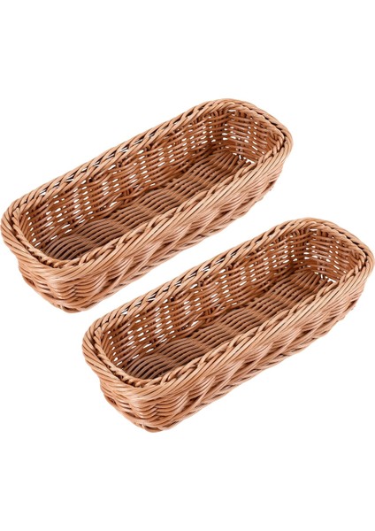 2 Parça Rattan Plastik Sepet Çatal Bıçak Sepet Dikdörtgen Saklama Kutusu Çatal Bıçak Çatal Çubuk Ekmek Kek Meyve Saklama (Yurt Dışından) fiyatları