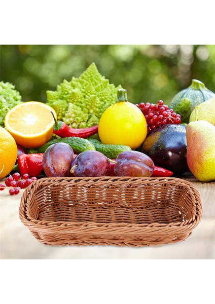 2 Parça Rattan Plastik Sepet Çatal Bıçak Sepet Dikdörtgen Saklama Kutusu Çatal Bıçak Çatal Çubuk Ekmek Kek Meyve Saklama (Yurt Dışından) fırsatları