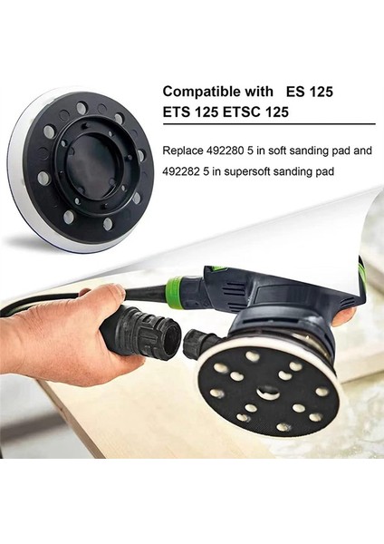 Ultra Dayanıklı 492280 Zımpara Pedi Yedeği, 125 mm (5 Inç), Yumuşak, 8 Delik, Festool ES125, ETS125 ile Uyumlu (Yurt Dışından) fiyatları