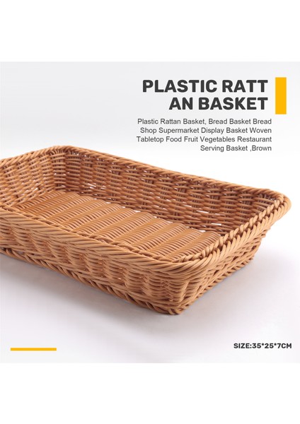 Plastik Rattan Sepet, Ekmek Sepeti Ekmek Dükkanı Süpermarket Sergileme Sepeti Dokuma Masa Üstü Gıda Meyve Sebze Restoran Servis Sepeti, Kahverengi (Yurt Dışından) fırsatları