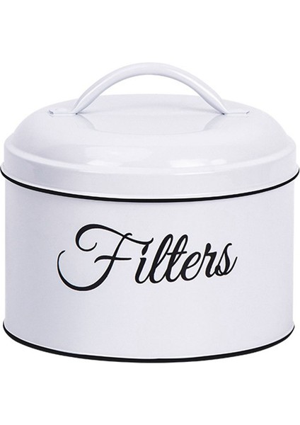 Kahve Filtresi Tutucu, Kapaklı Sepet Kahve Filtresi Saklama, Tezgah Için Yuvarlak Kahve Filtresi Kabı, Beyaz (Yurt Dışından)